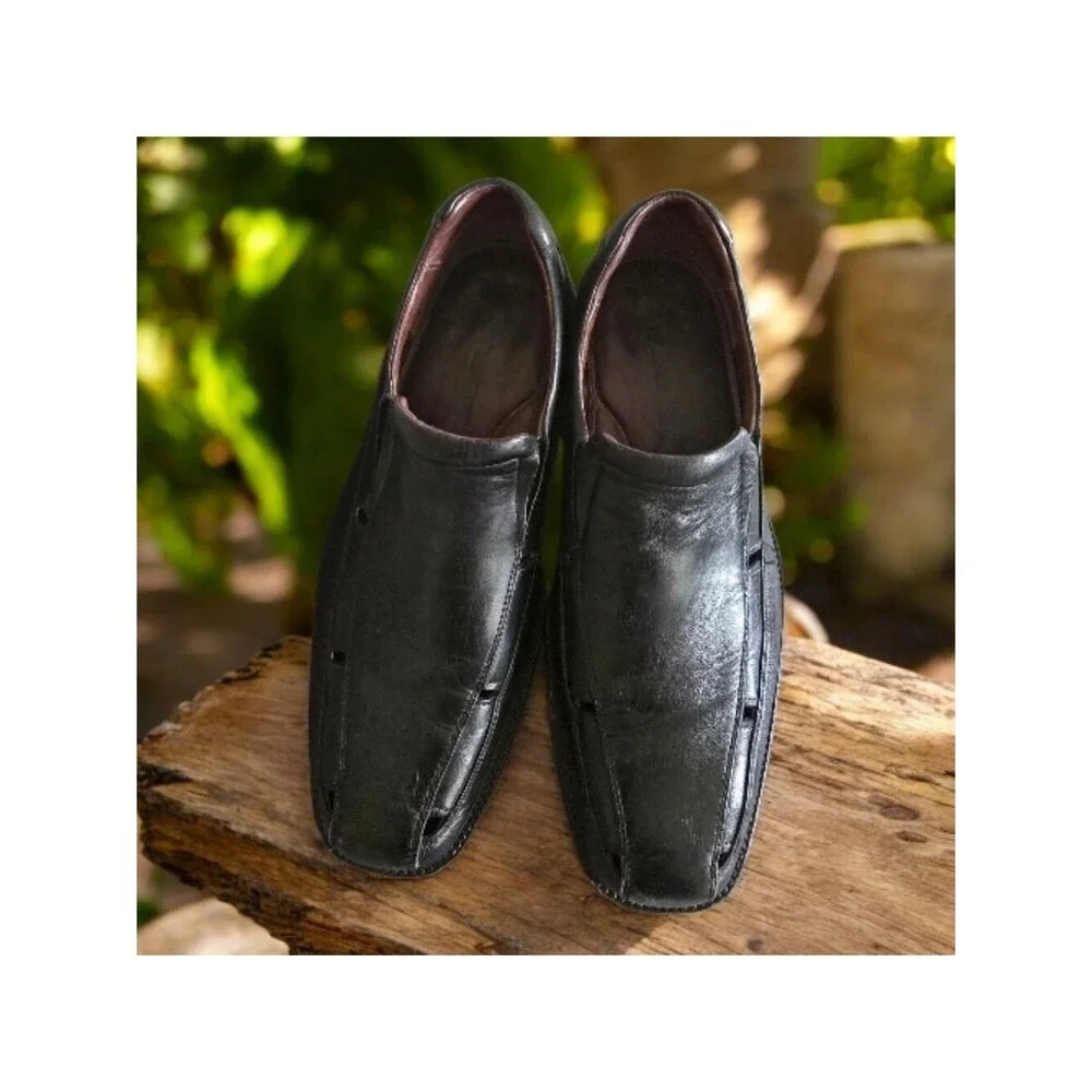 Johnston & Murphy Shoes Men's Size 8.5 8-1/2  Black Leather Loafers Slip On